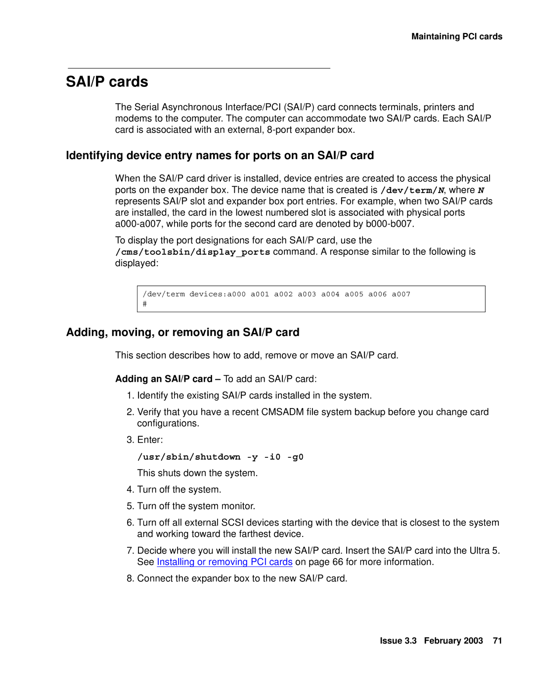 Avaya 585-215-871 manual SAI/P cards, Identifying device entry names for ports on an SAI/P card 