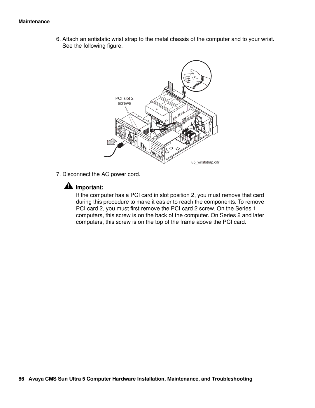 Avaya 585-215-871 manual PCI slot Screws 