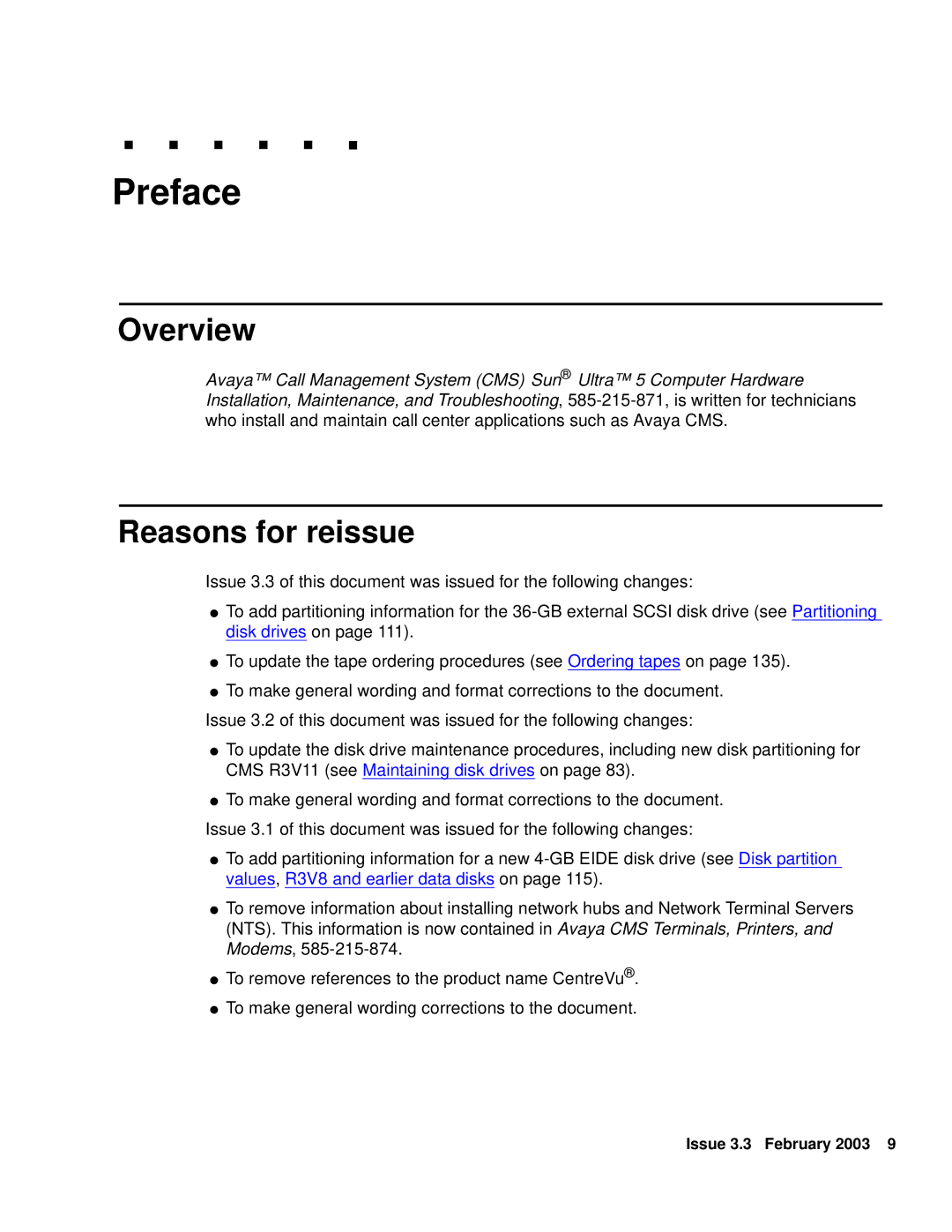 Avaya 585-215-871 manual Overview, Reasons for reissue 