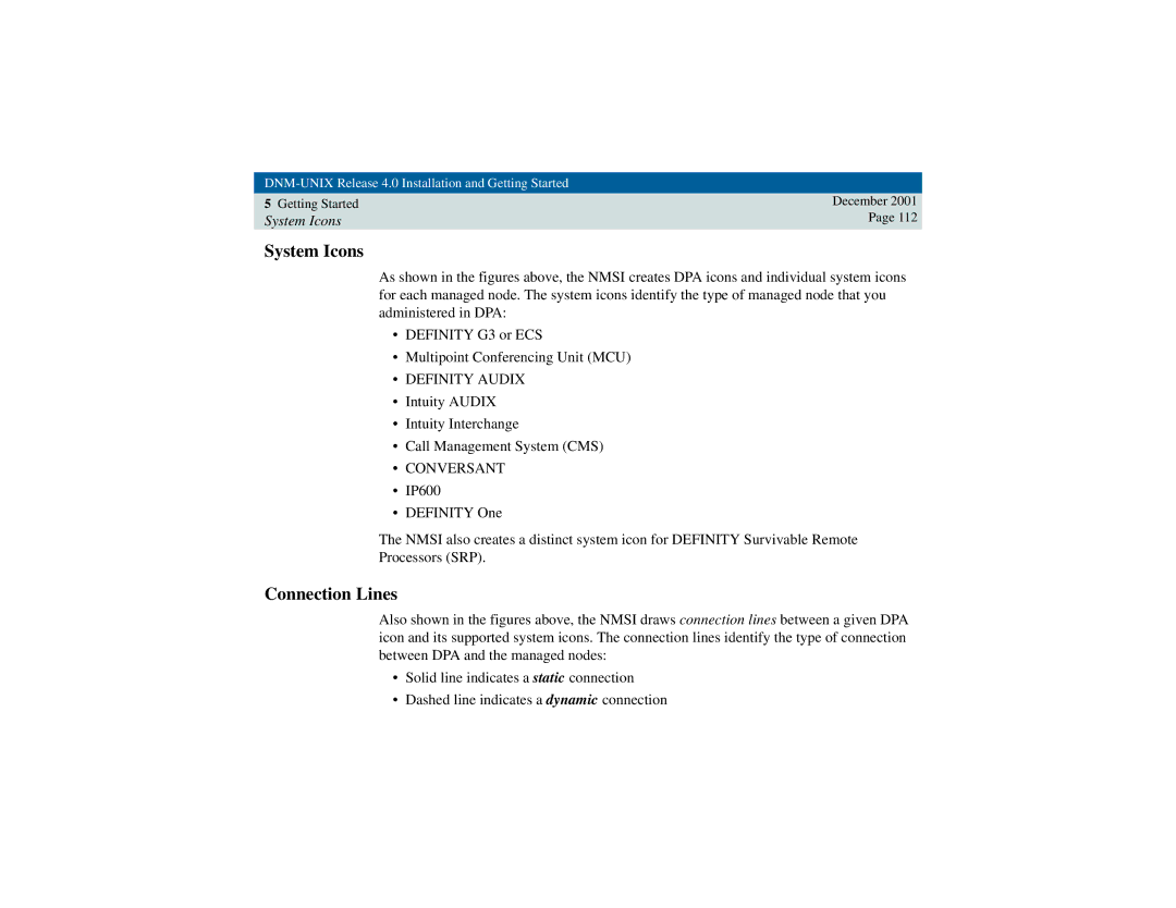 Avaya 585-229-770 manual System Icons, Connection Lines 