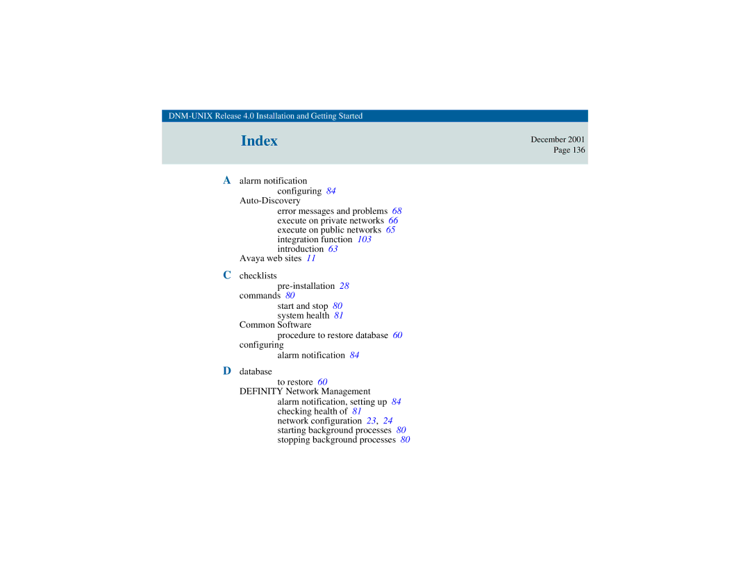 Avaya 585-229-770 manual 5Index 