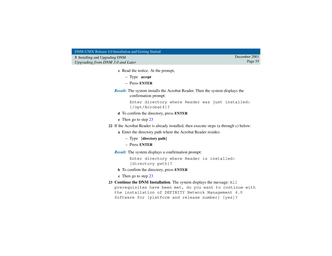 Avaya 585-229-770 manual Read the notice. At the prompt, Type 