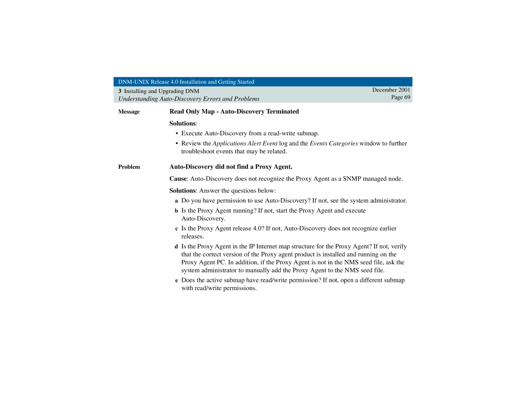 Avaya 585-229-770 manual Read Only Map Auto-Discovery Terminated Solutions, Auto-Discovery did not find a Proxy Agent 