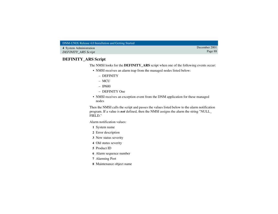 Avaya 585-229-770 manual Definityars Script, Definity MCU 