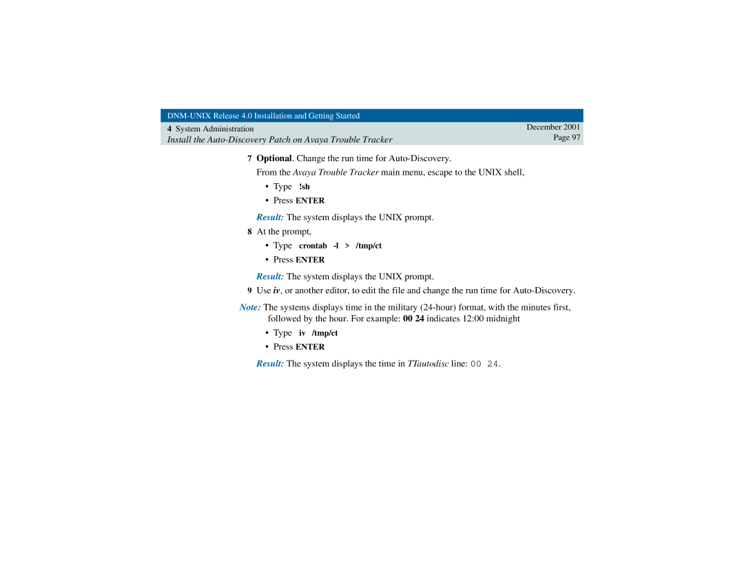 Avaya 585-229-770 manual Result The system displays the time in TTautodisc line 00 