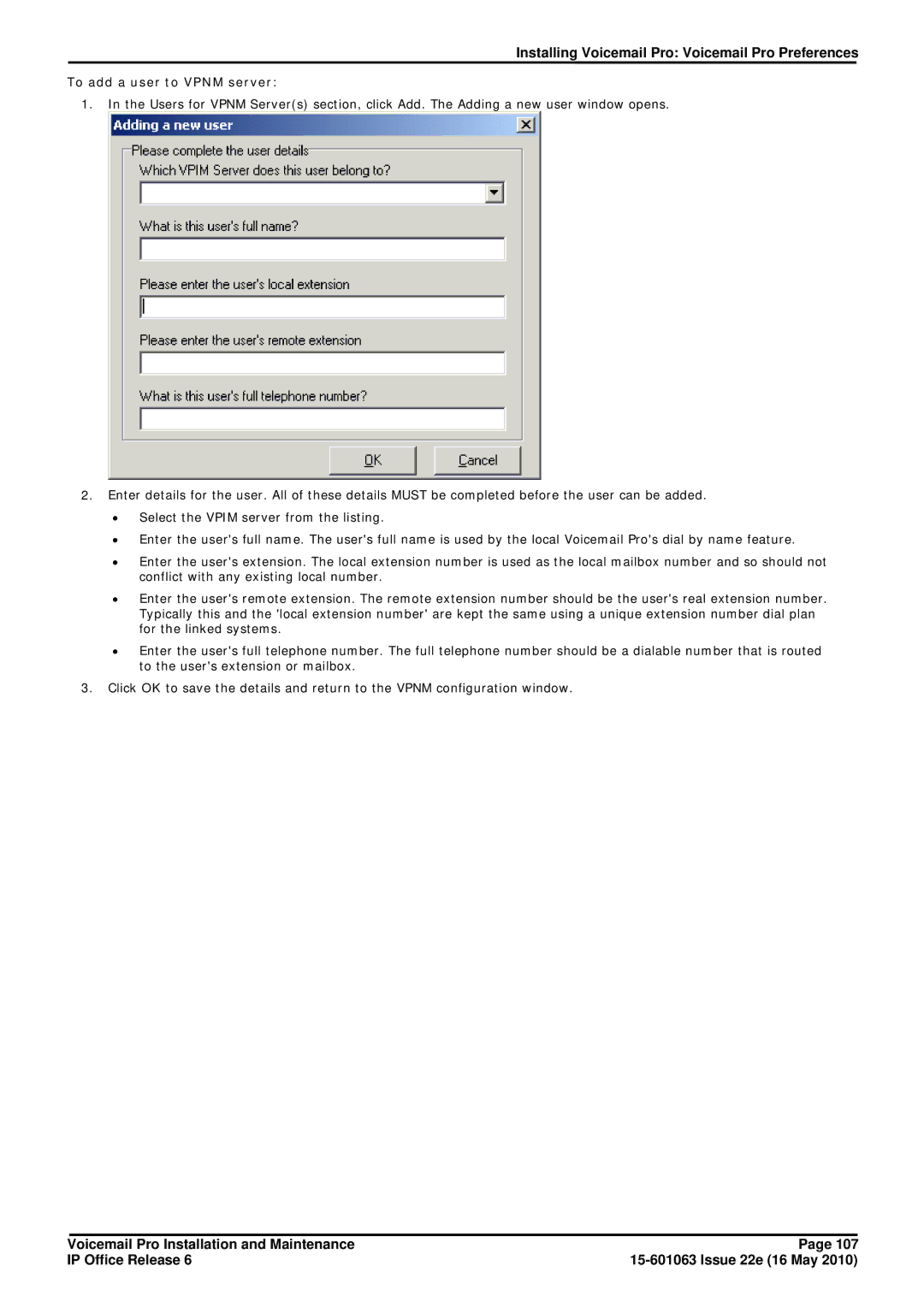 Avaya 6 manual To add a user to Vpnm server 