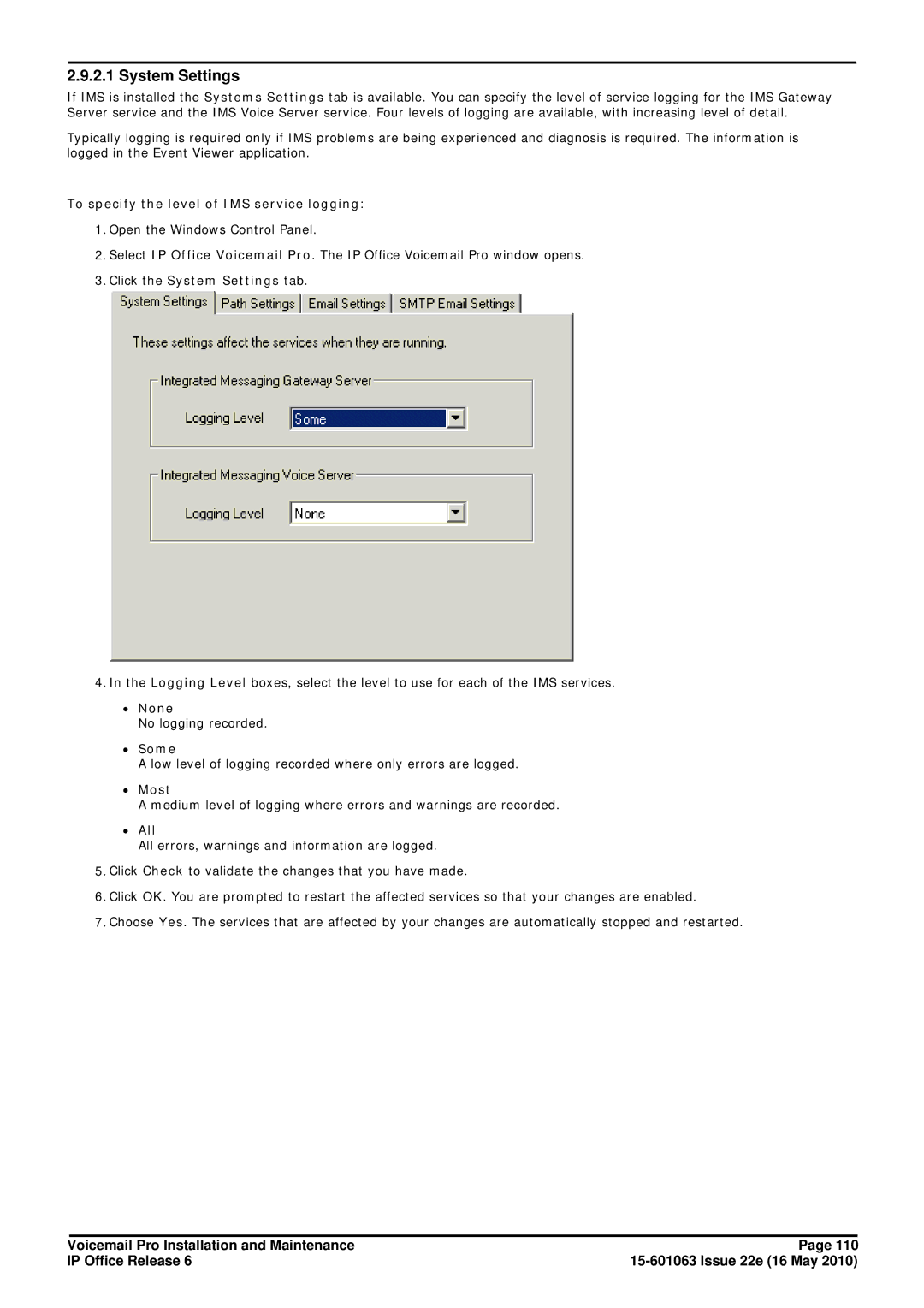 Avaya 6 manual System Settings 