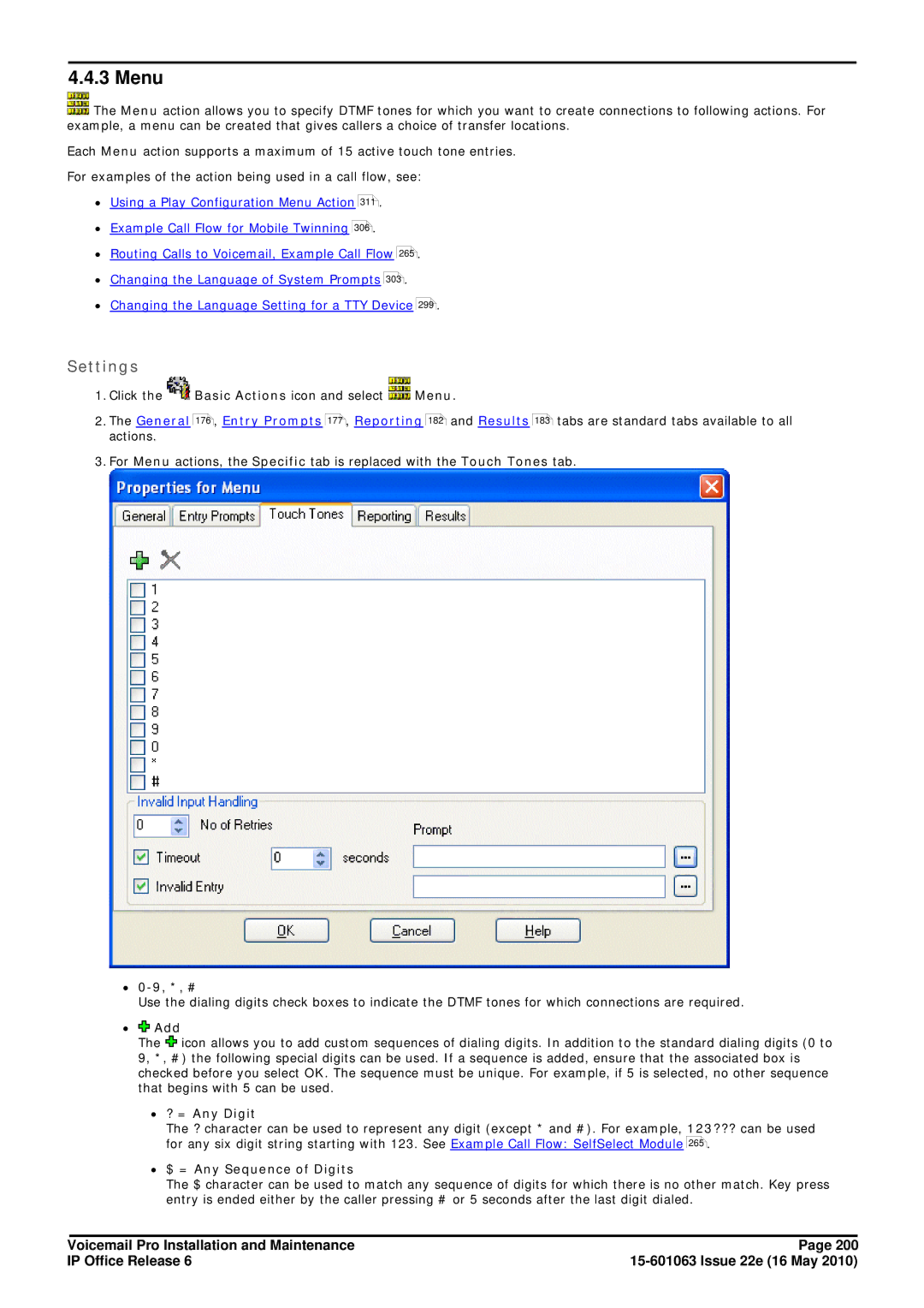 Avaya manual Menu, 176 , Entry Prompts 177 , Reporting 182 and Results 