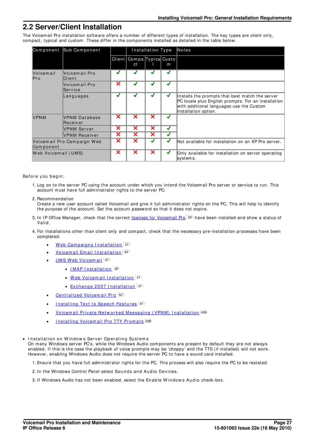 Avaya 6 manual Server/Client Installation, ∙ UMS Web Voicemail 