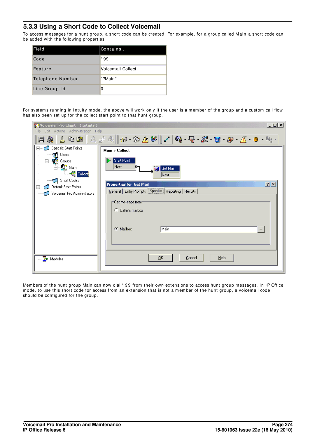 Avaya 6 manual Using a Short Code to Collect Voicemail 