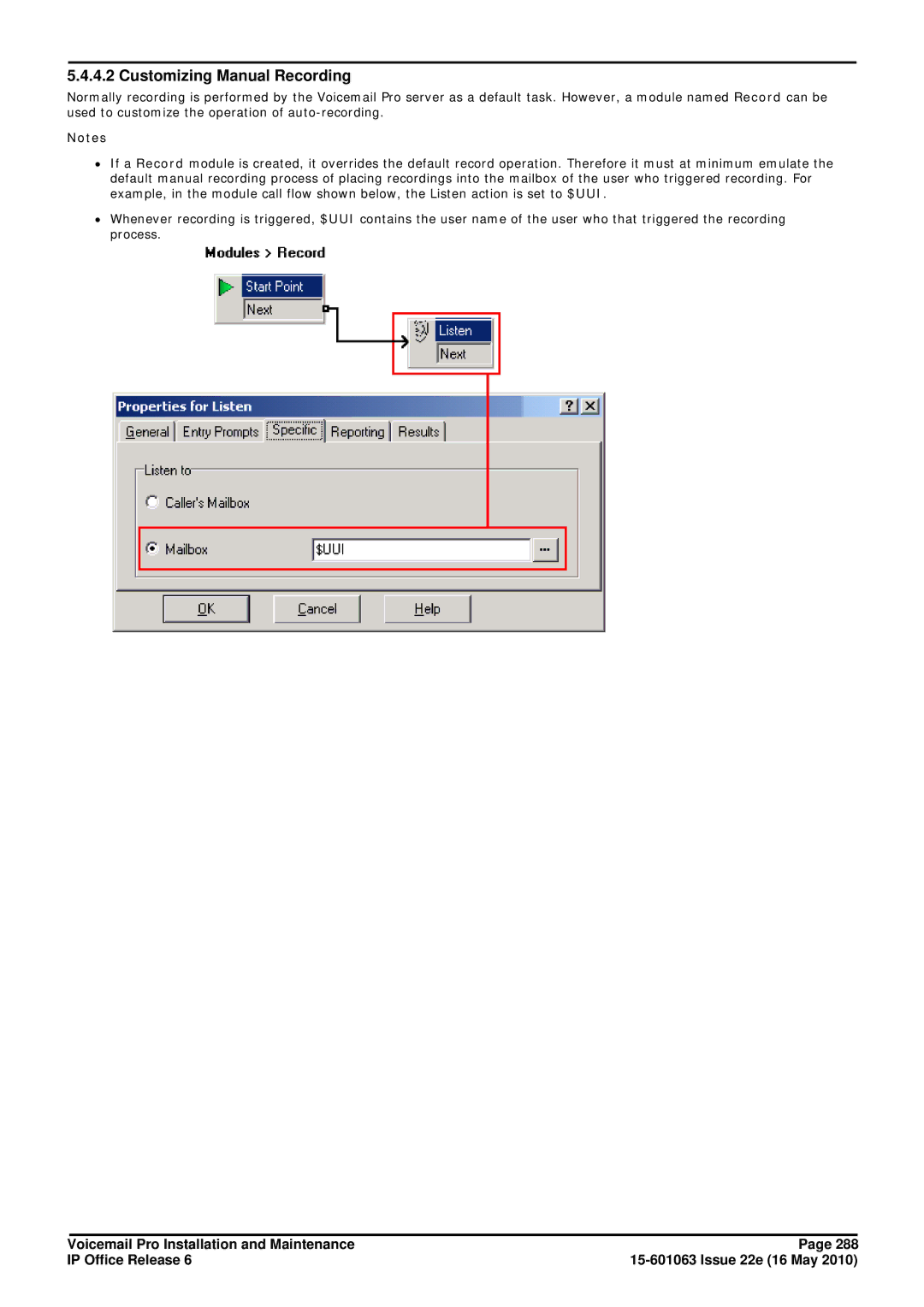 Avaya 6 manual Customizing Manual Recording 