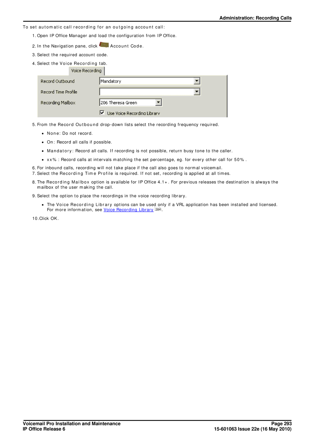 Avaya 6 manual To set automatic call recording for an outgoing account call 