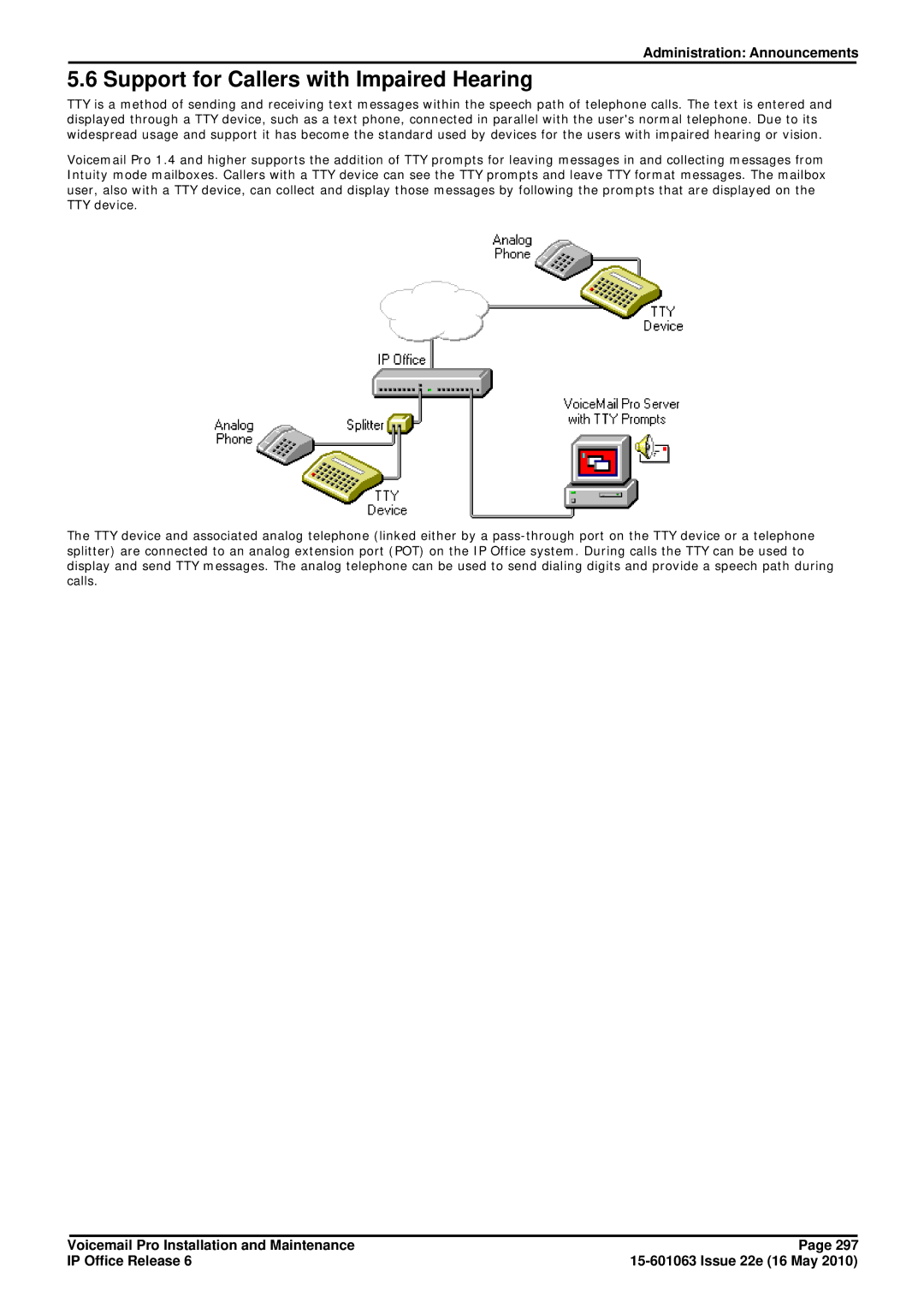 Avaya 6 manual Support for Callers with Impaired Hearing 