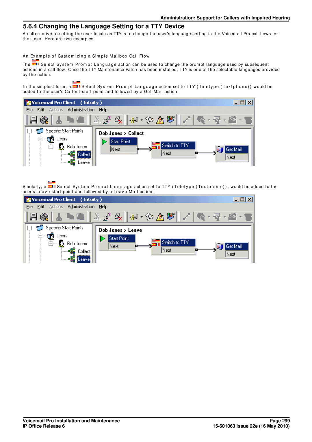 Avaya 6 manual Changing the Language Setting for a TTY Device, An Example of Customizing a Simple Mailbox Call Flow 