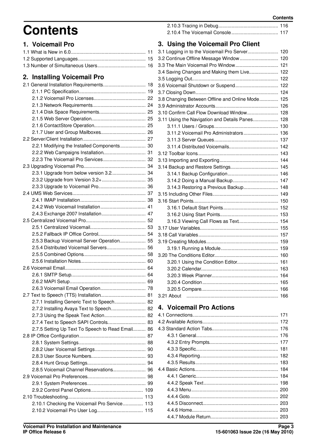 Avaya 6 manual Contents 