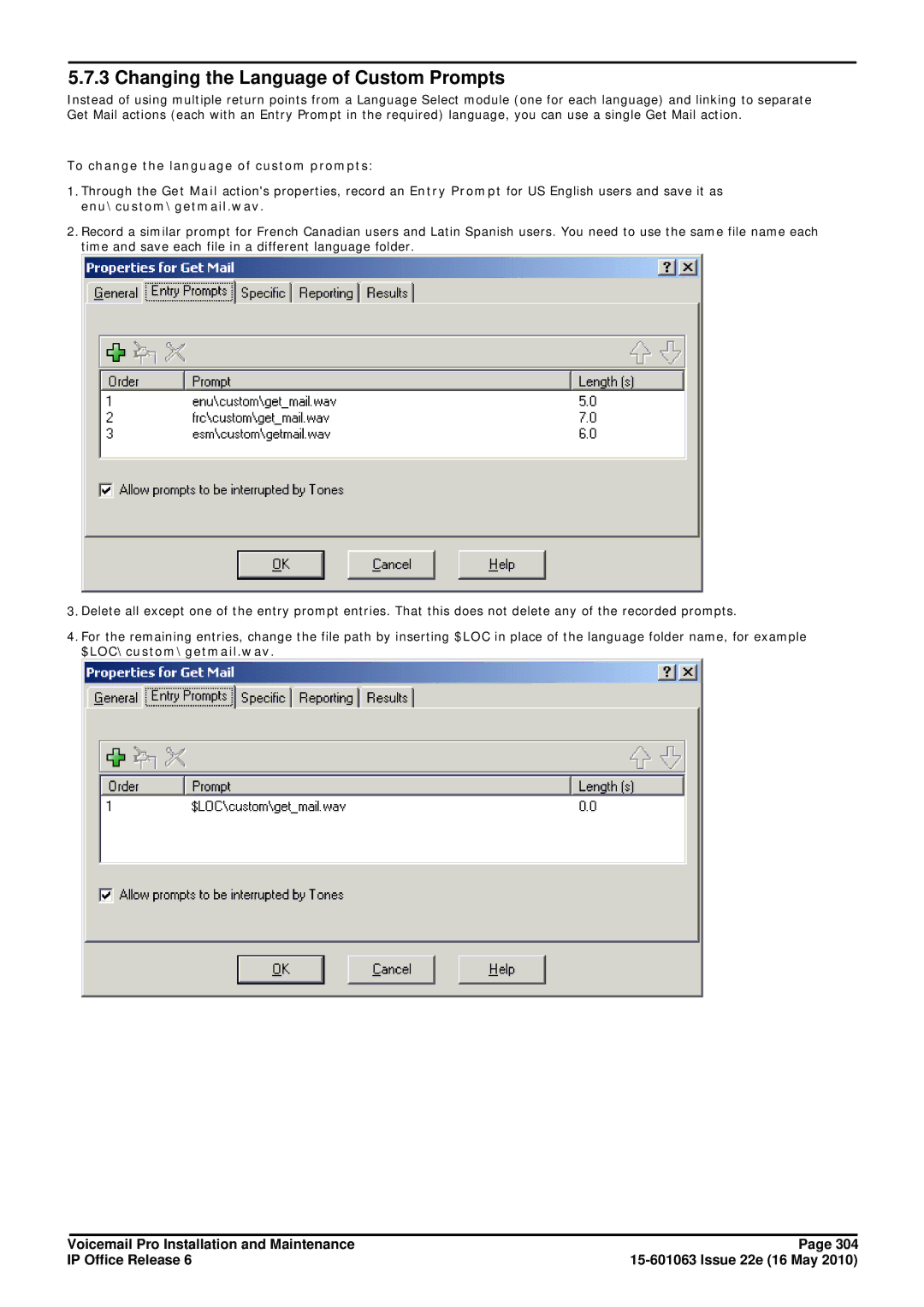 Avaya 6 manual Changing the Language of Custom Prompts, To change the language of custom prompts 