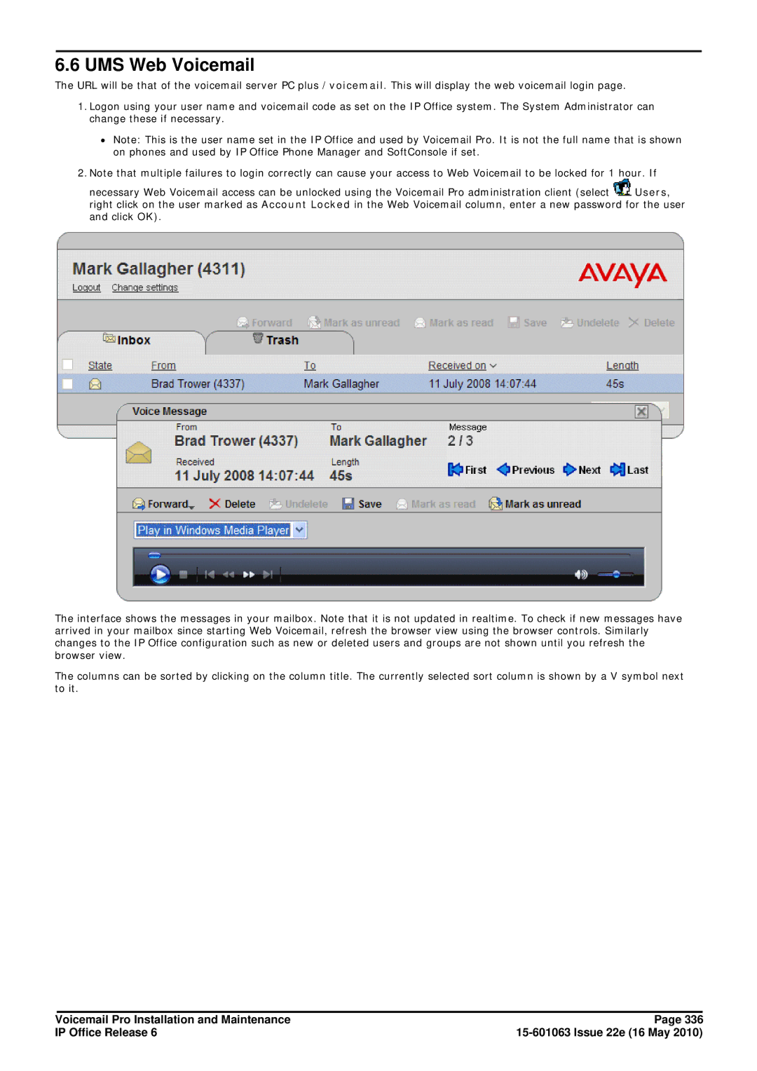 Avaya 6 manual UMS Web Voicemail 