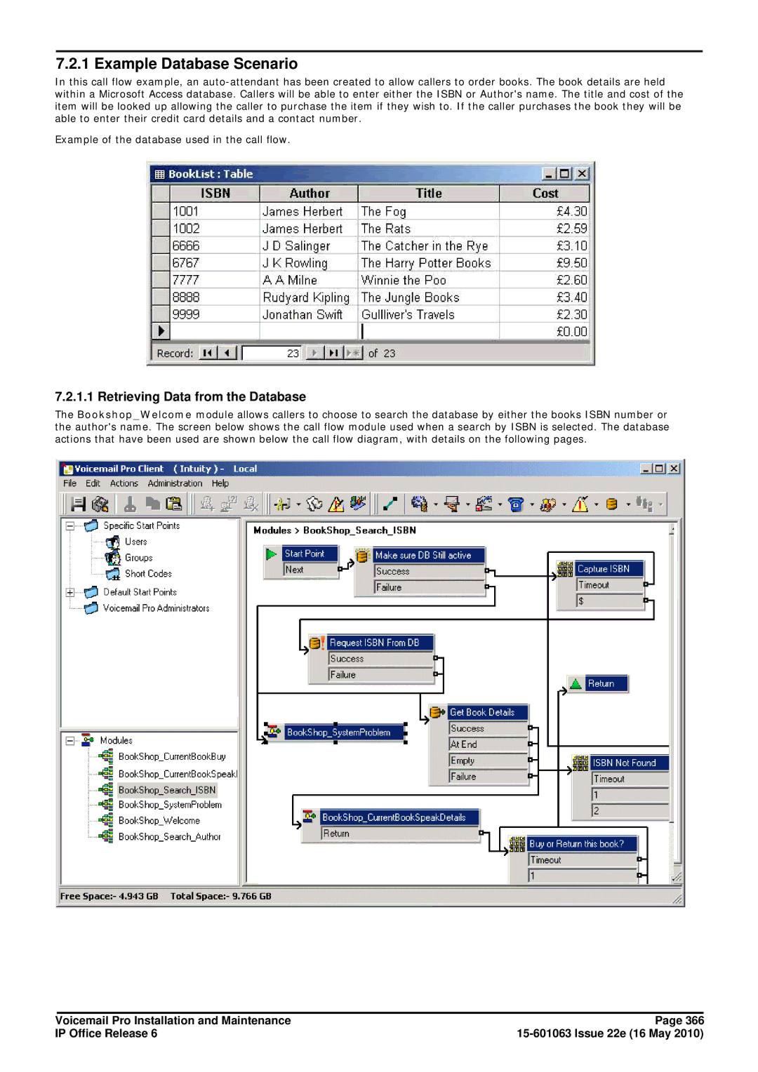 Avaya 6 manual Example Database Scenario, Retrieving Data from the Database 