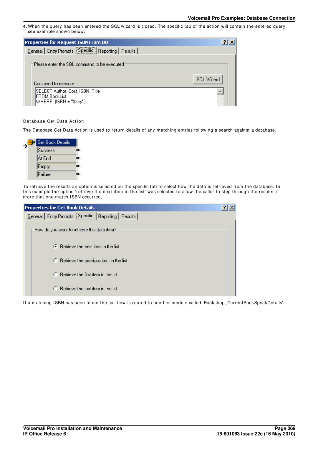 Avaya 6 manual Database Get Data Action 