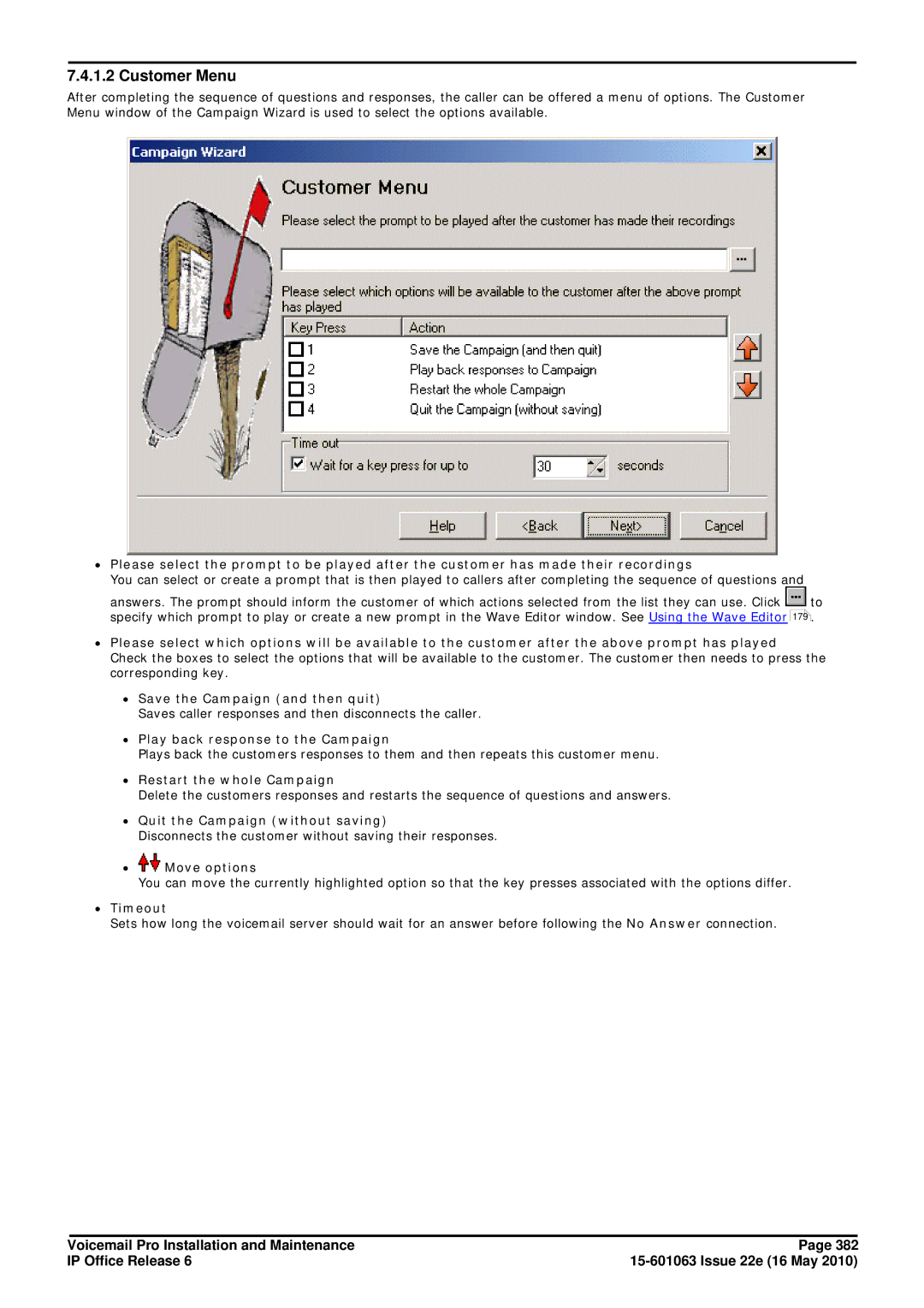 Avaya 6 manual Customer Menu 