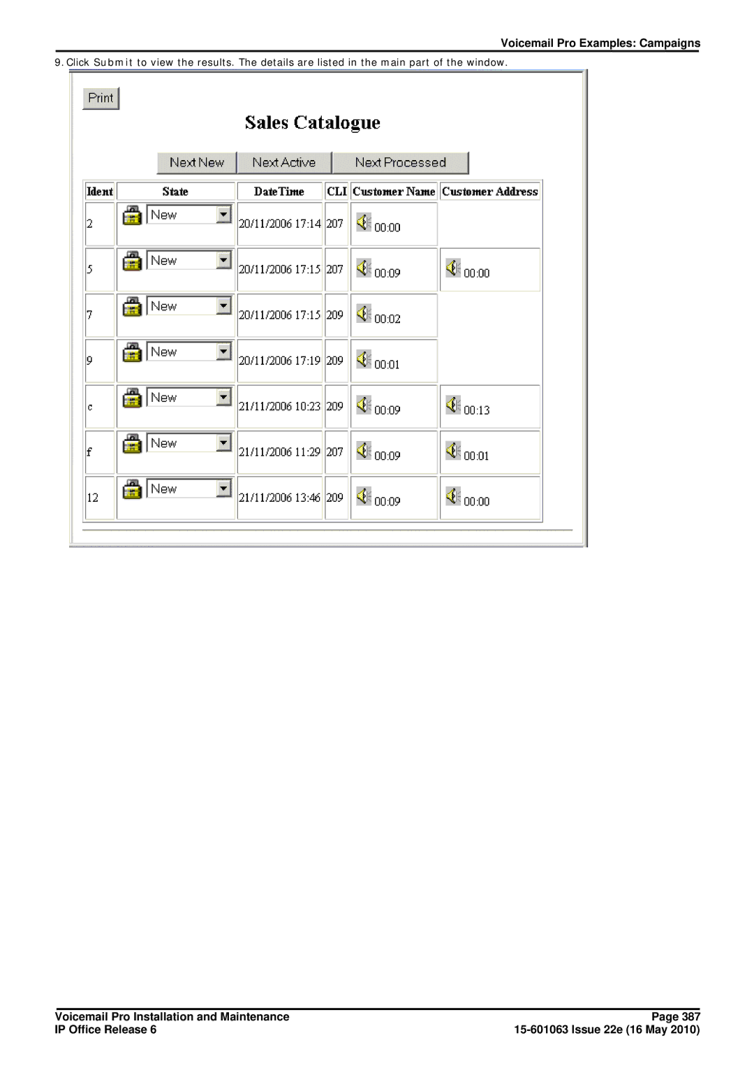 Avaya 6 manual Voicemail Pro Examples Campaigns 