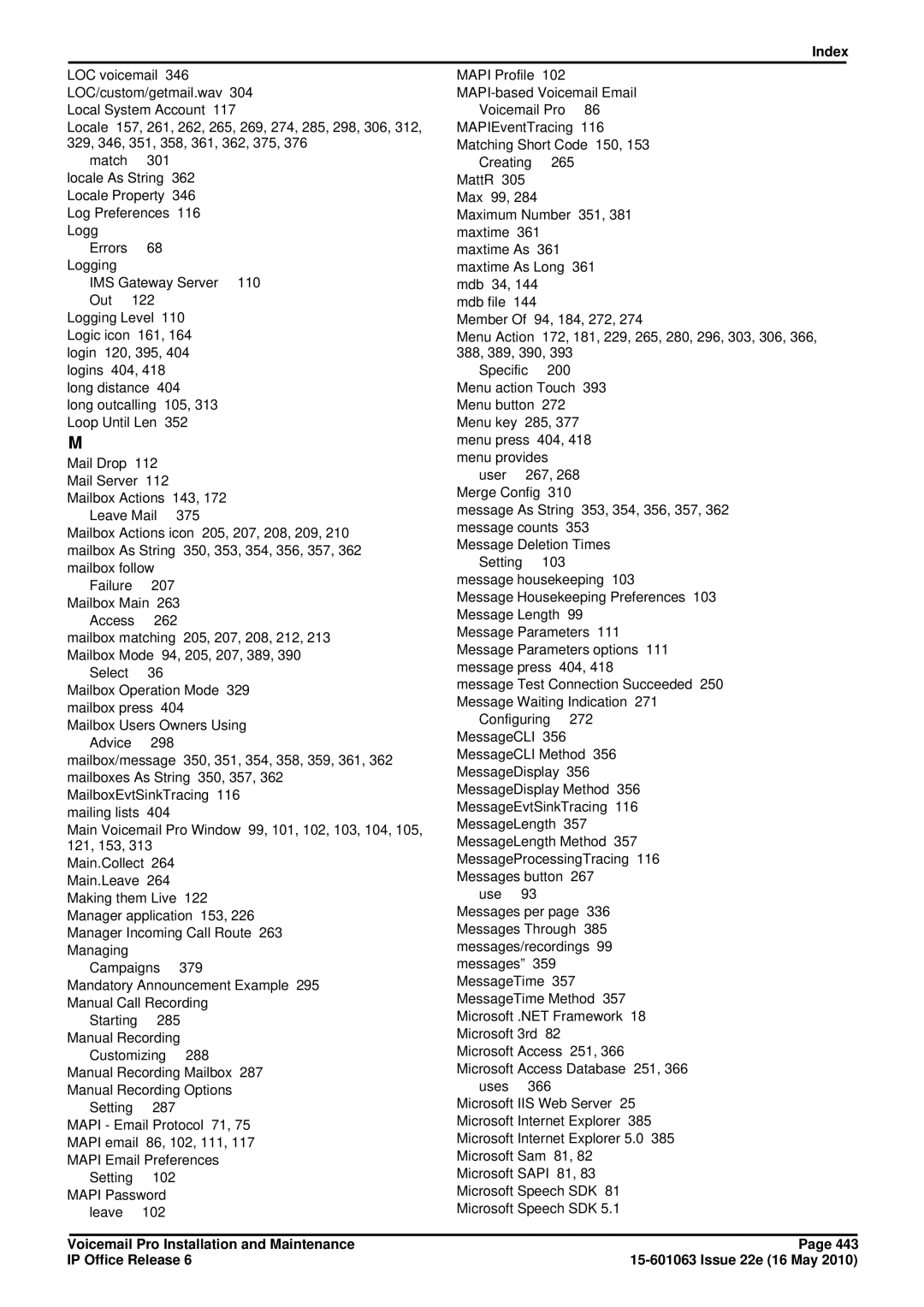 Avaya 6 manual Index 