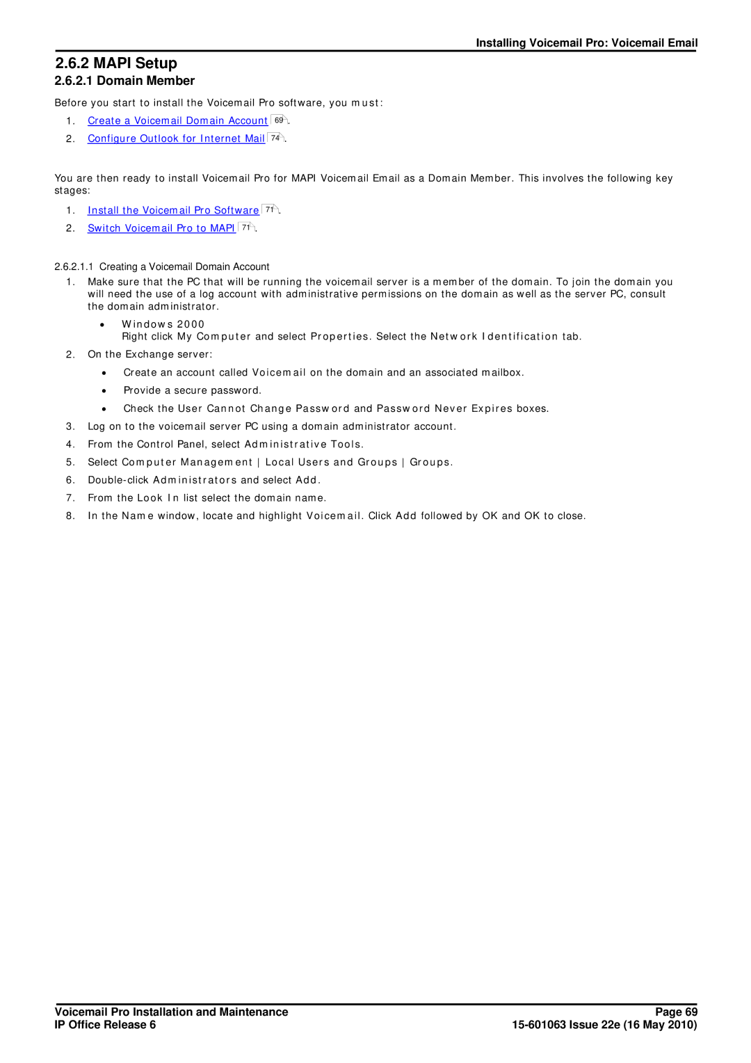 Avaya 6 manual Mapi Setup, Domain Member, Select Computer Management Local Users and Groups Groups 