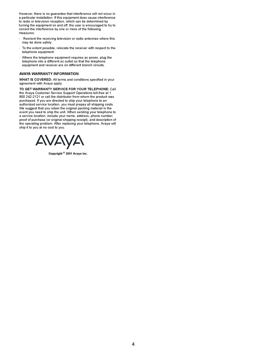 Avaya 6211 important safety instructions Avaya Warranty Information 