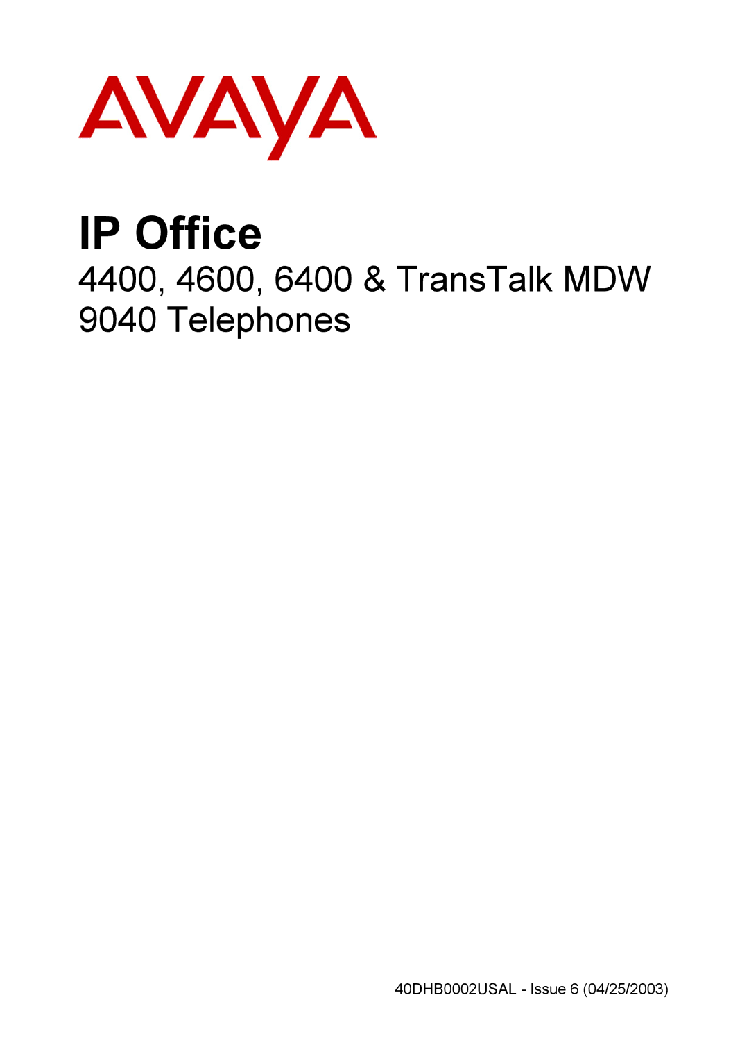 Avaya 4400, 6400, 4600 manual IP Office 