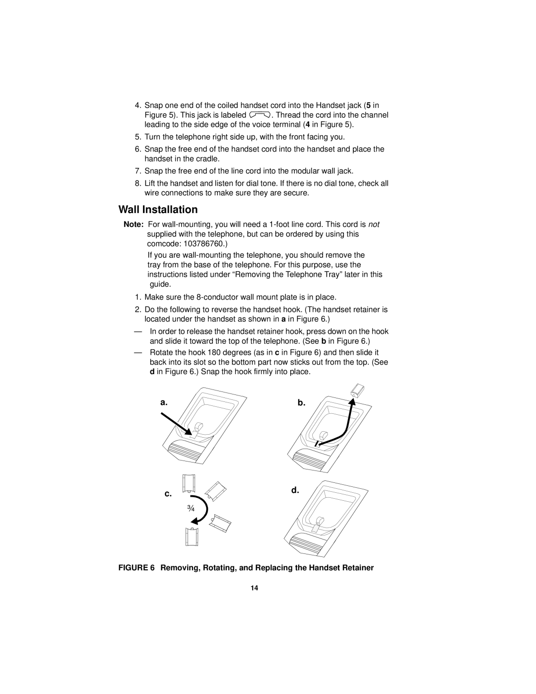 Avaya 6402D manual Wall Installation, Removing, Rotating, and Replacing the Handset Retainer 