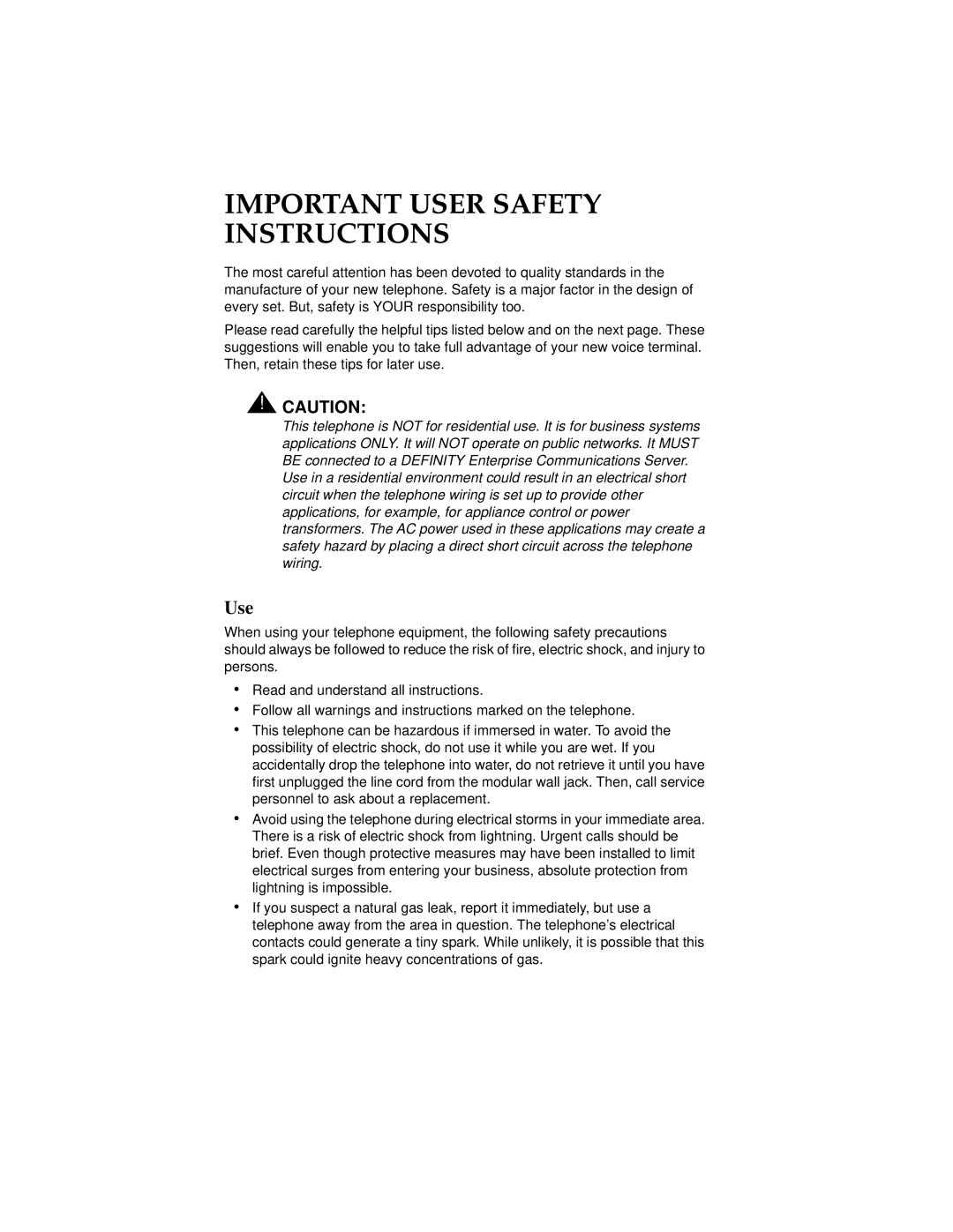 Avaya 6402D manual Important User Safety Instructions 