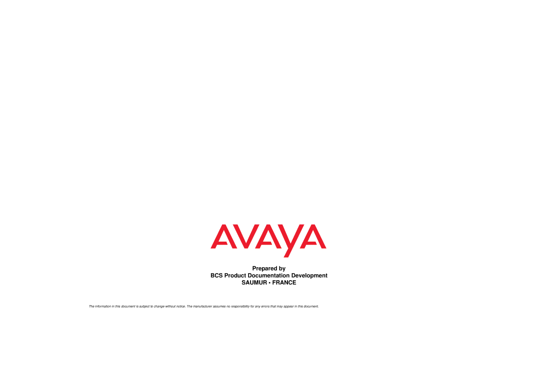 Avaya 6408, 6416, 6424 user manual Saumur France 