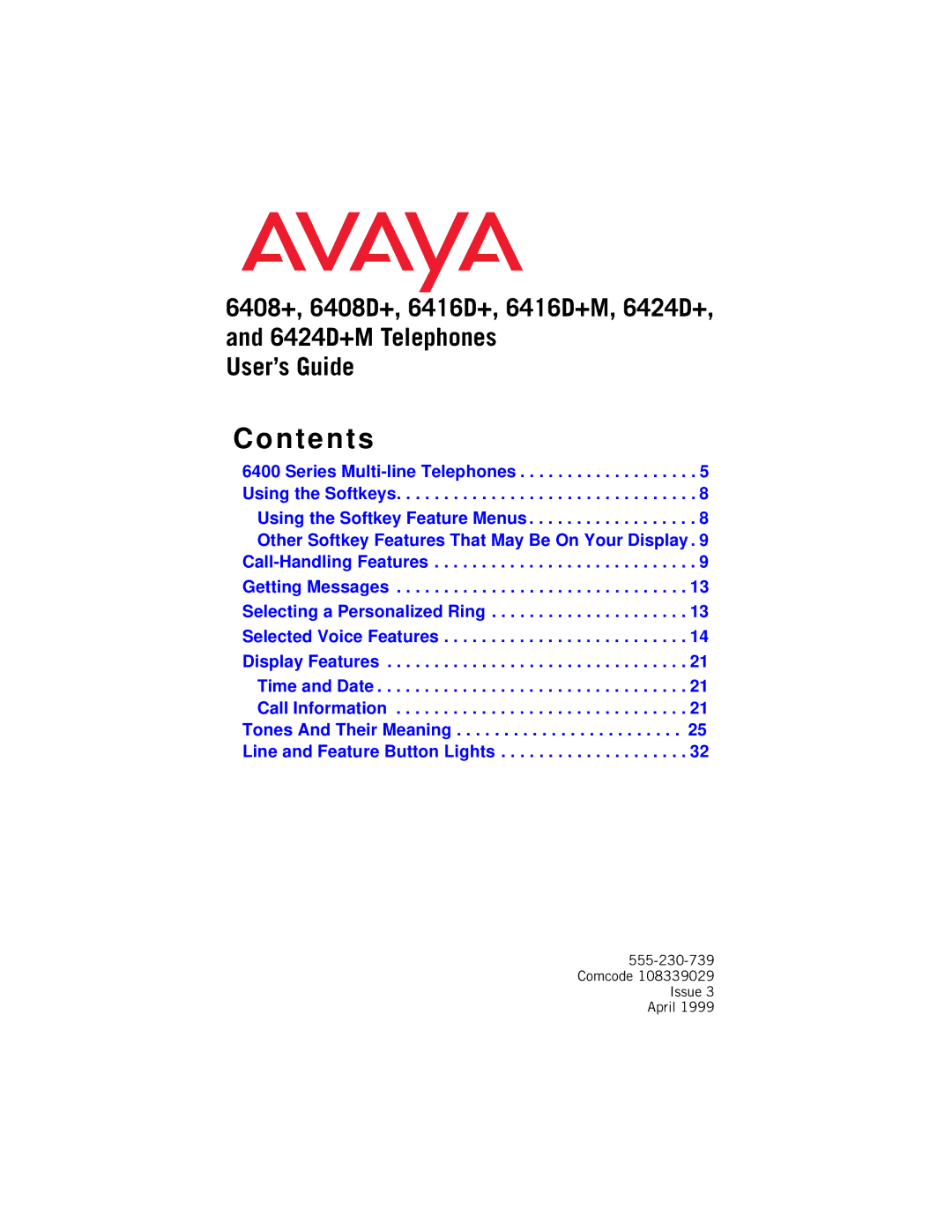 Avaya 6416D+M, 6424D+M, 6408D+, 6408+ manual N t e n t s 