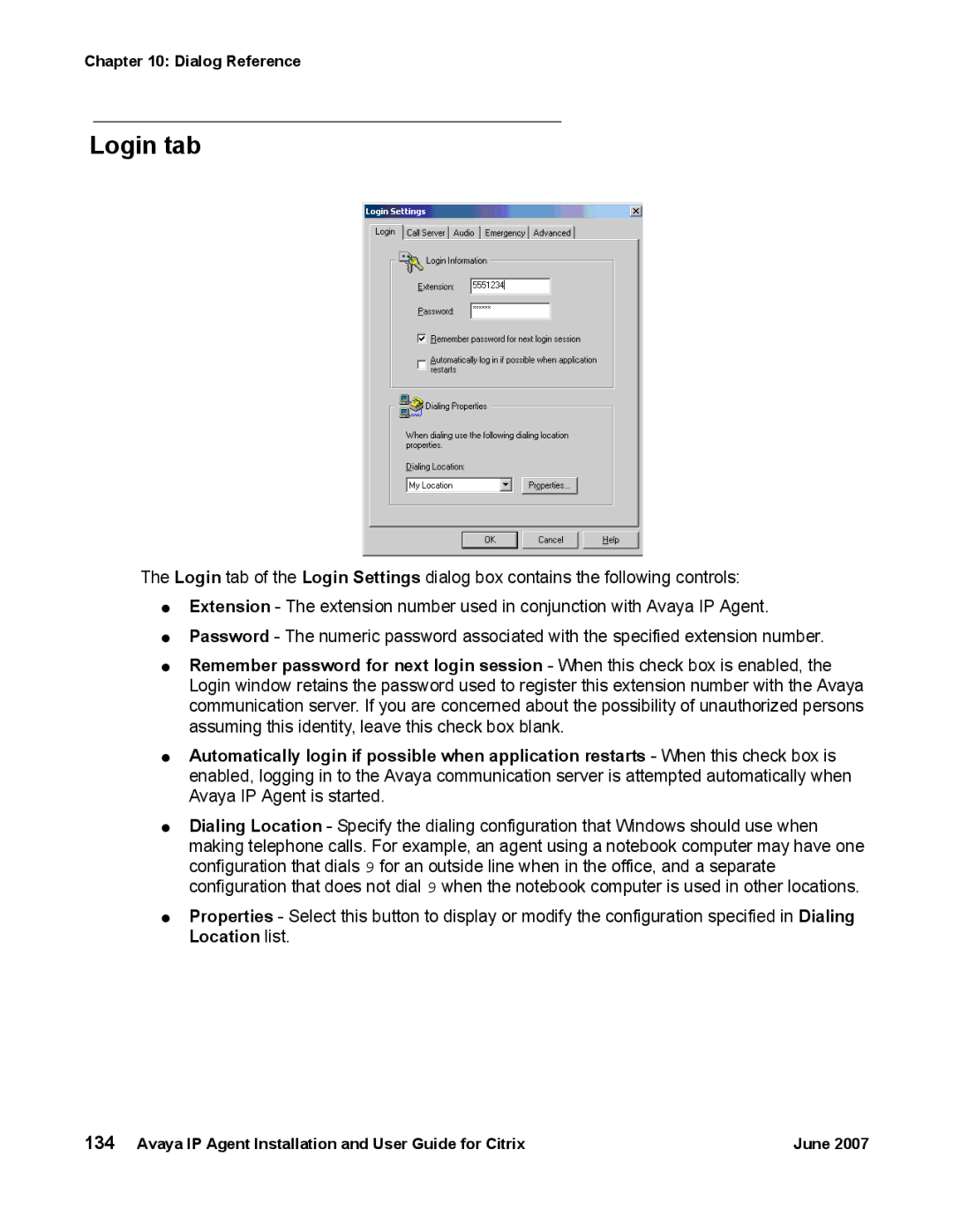 Avaya 7 manual Login tab 