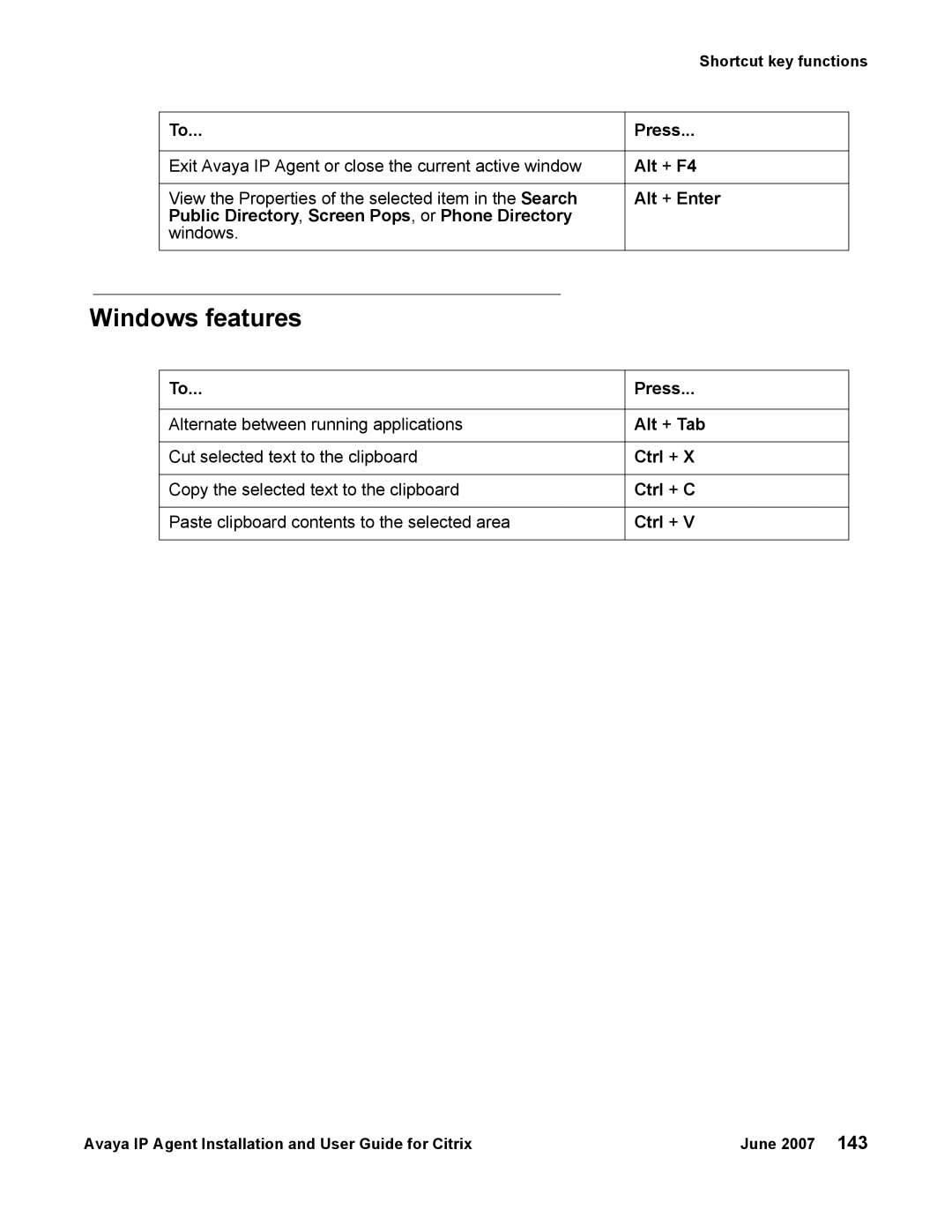 Avaya 7 manual Windows features 