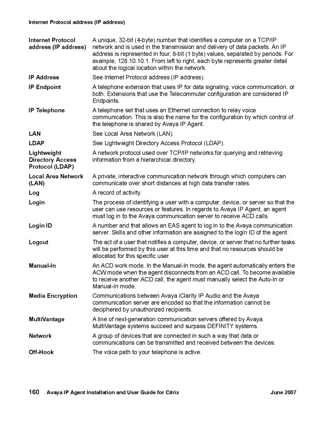 Avaya 7 Internet Protocol, Address IP address, IP Address, IP Endpoint, IP Telephone, Lightweight, Directory Access, Log 