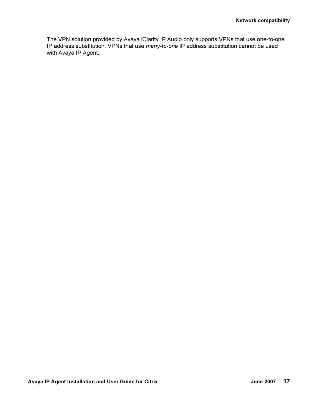 Avaya 7 manual Network compatibility 