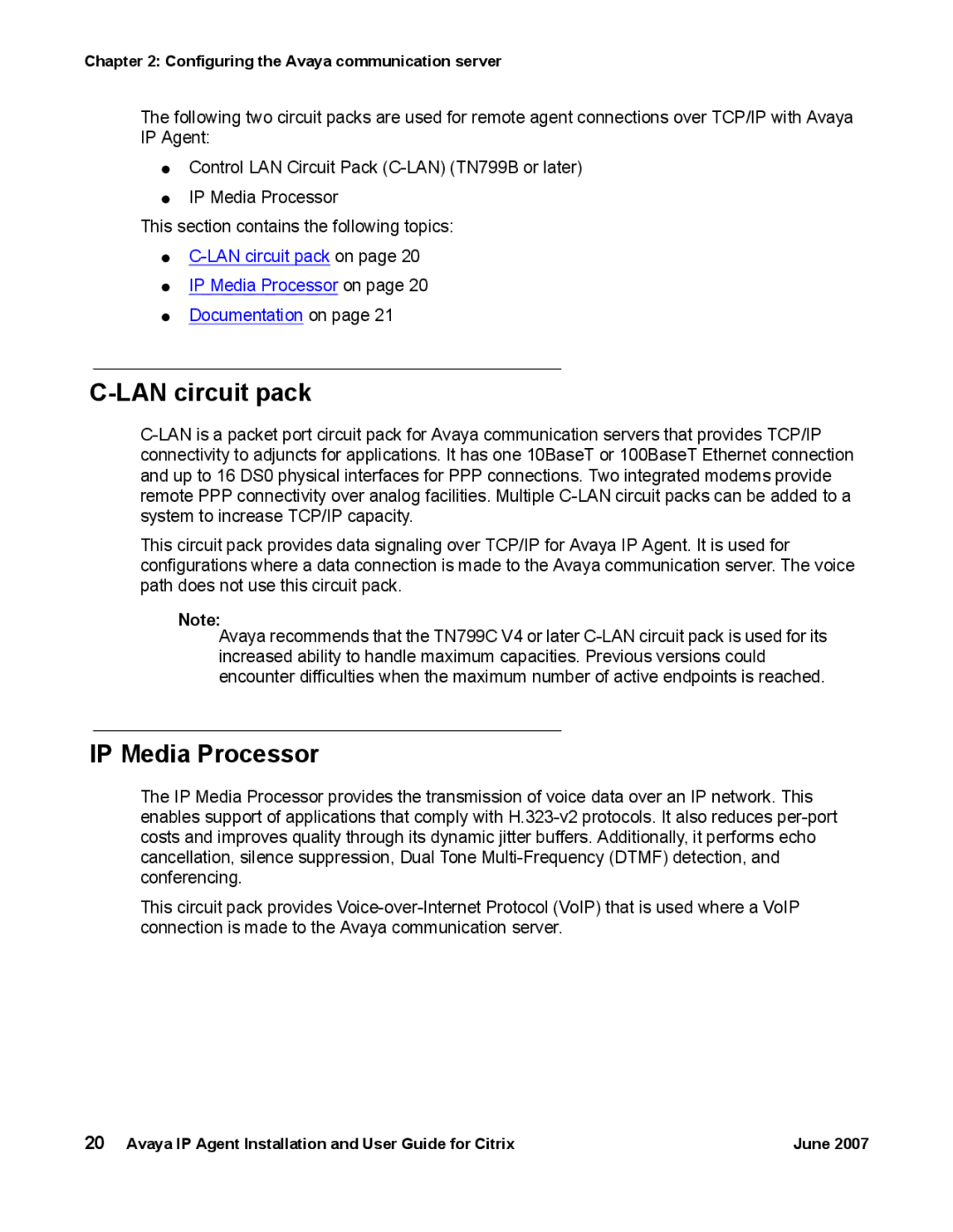 Avaya 7 manual LAN circuit pack, IP Media Processor 