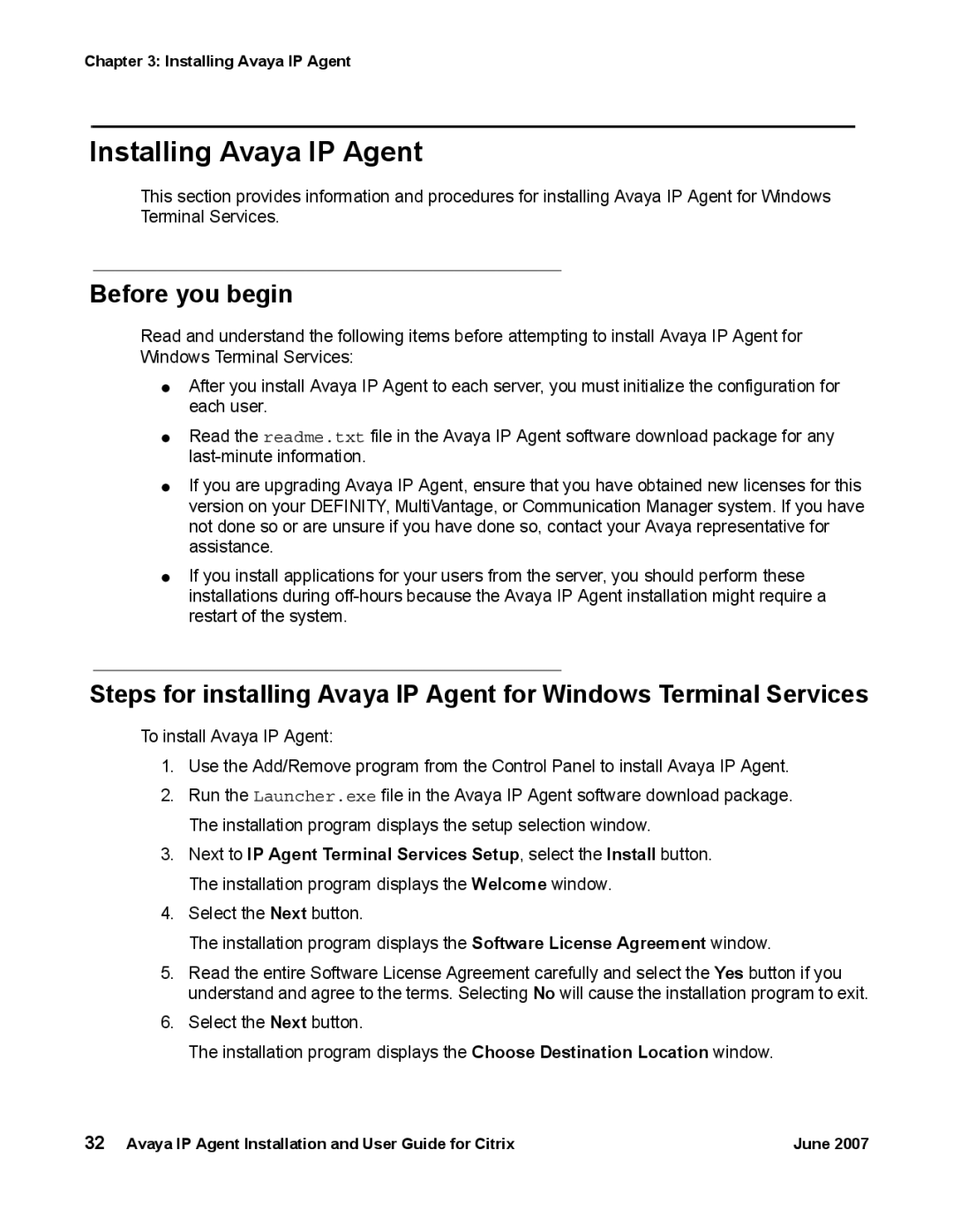 Avaya 7 manual Installing Avaya IP Agent, Before you begin 
