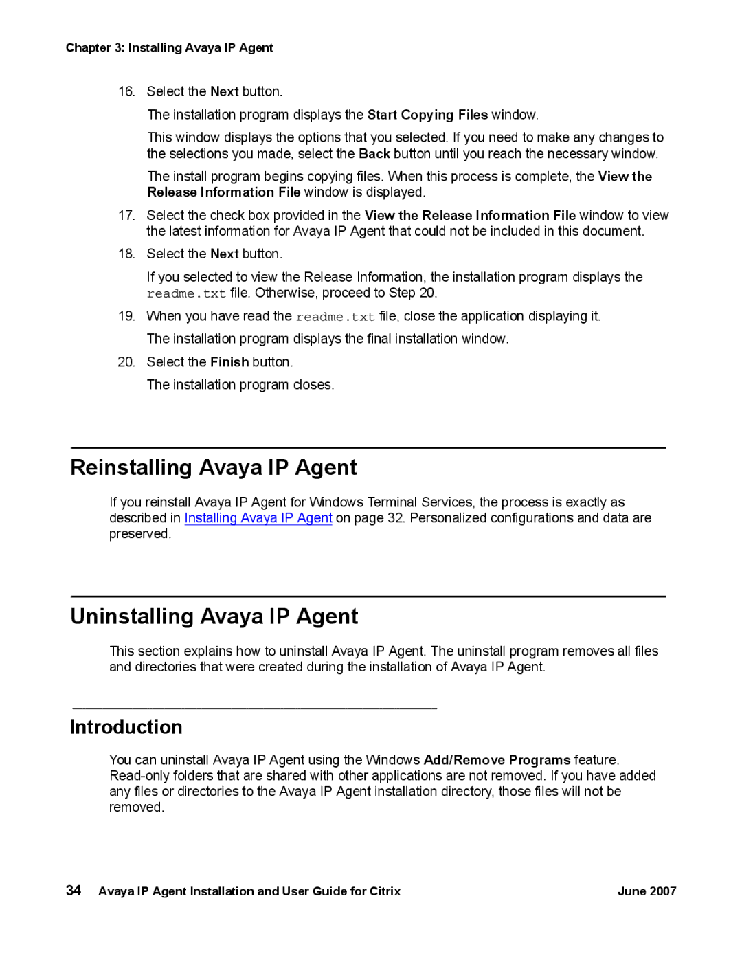 Avaya 7 manual Reinstalling Avaya IP Agent, Uninstalling Avaya IP Agent, Introduction 