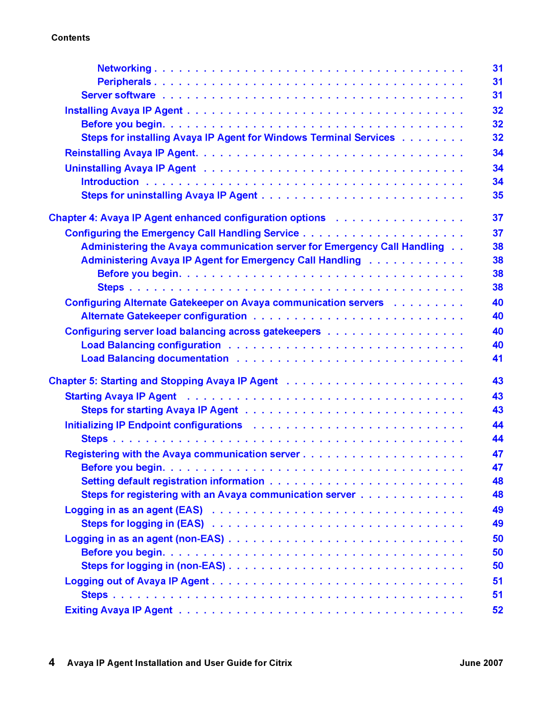 Avaya 7 manual Contents 