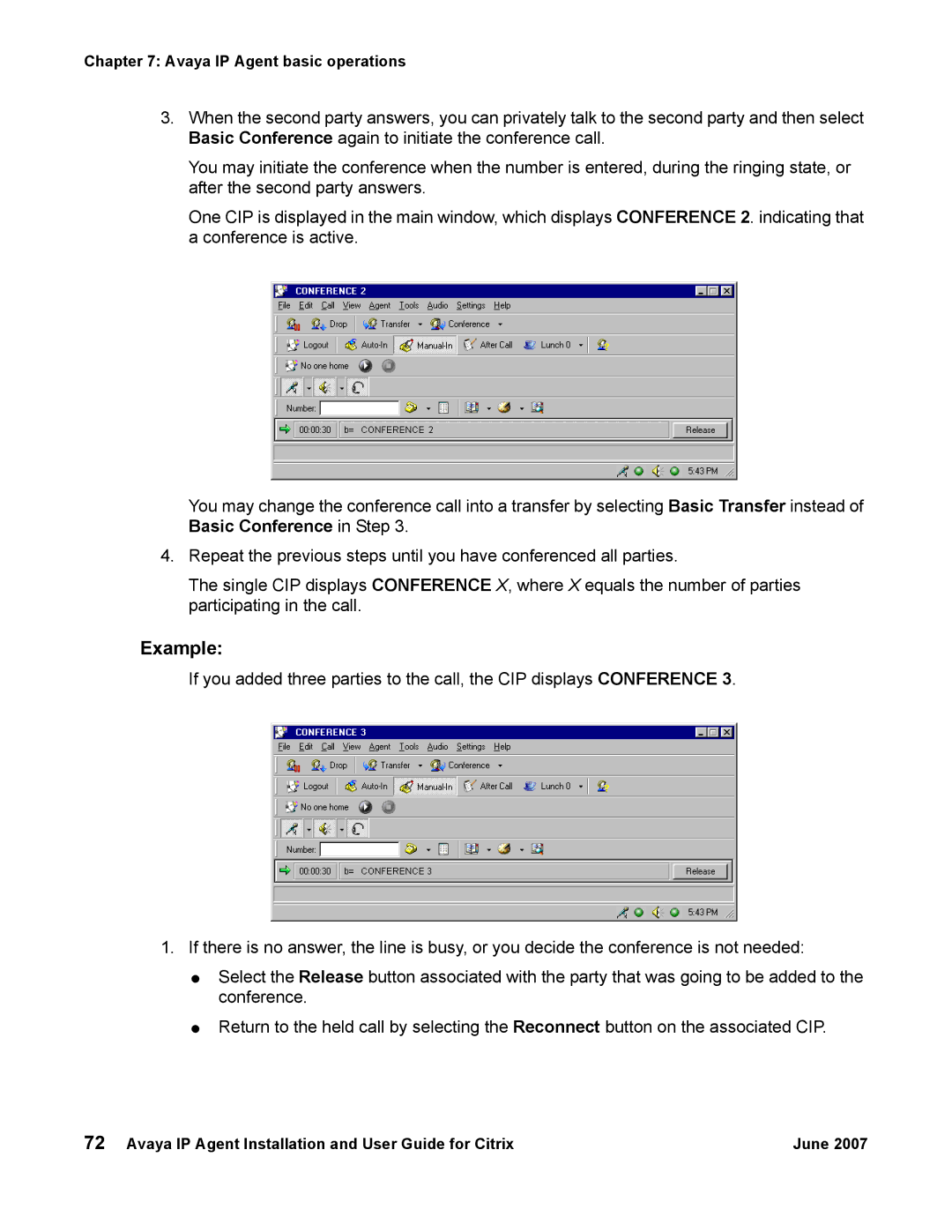 Avaya 7 manual Example 