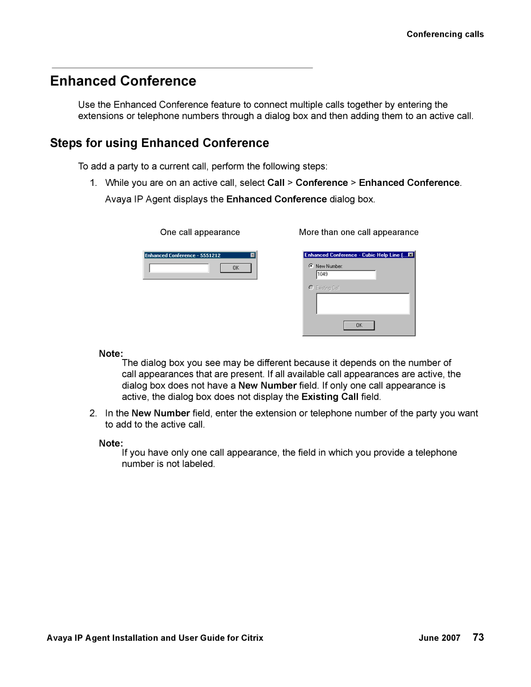 Avaya 7 manual Steps for using Enhanced Conference 