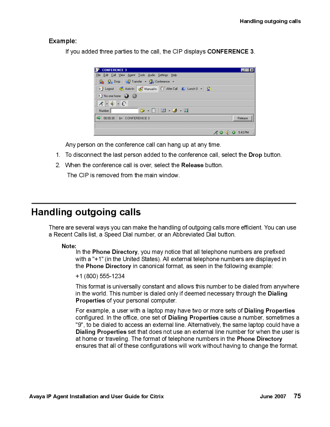 Avaya 7 manual Handling outgoing calls 