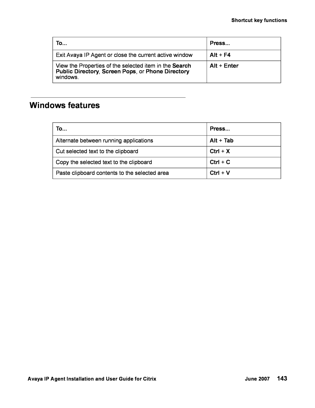 Avaya 7 manual Windows features 
