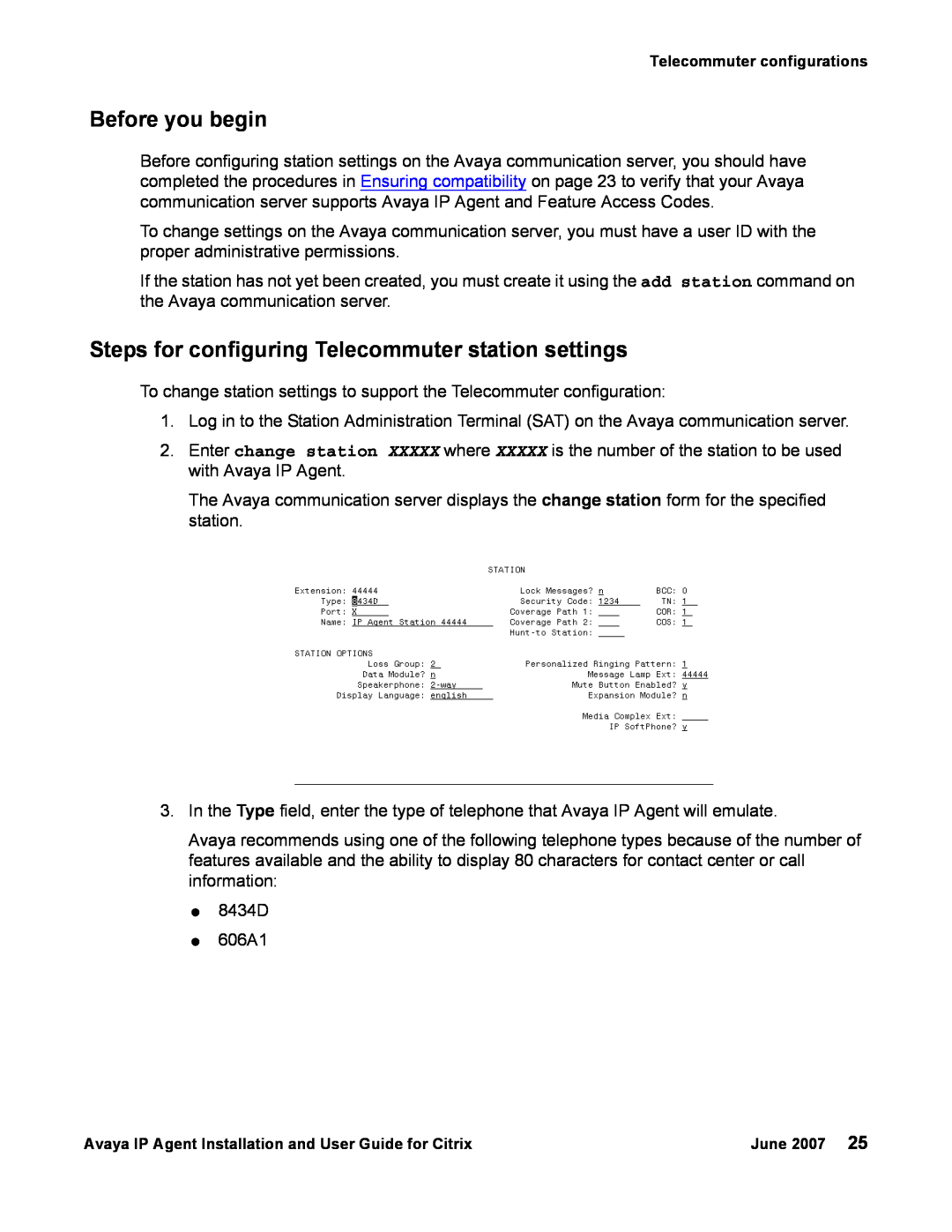 Avaya 7 manual Steps for configuring Telecommuter station settings, Before you begin 