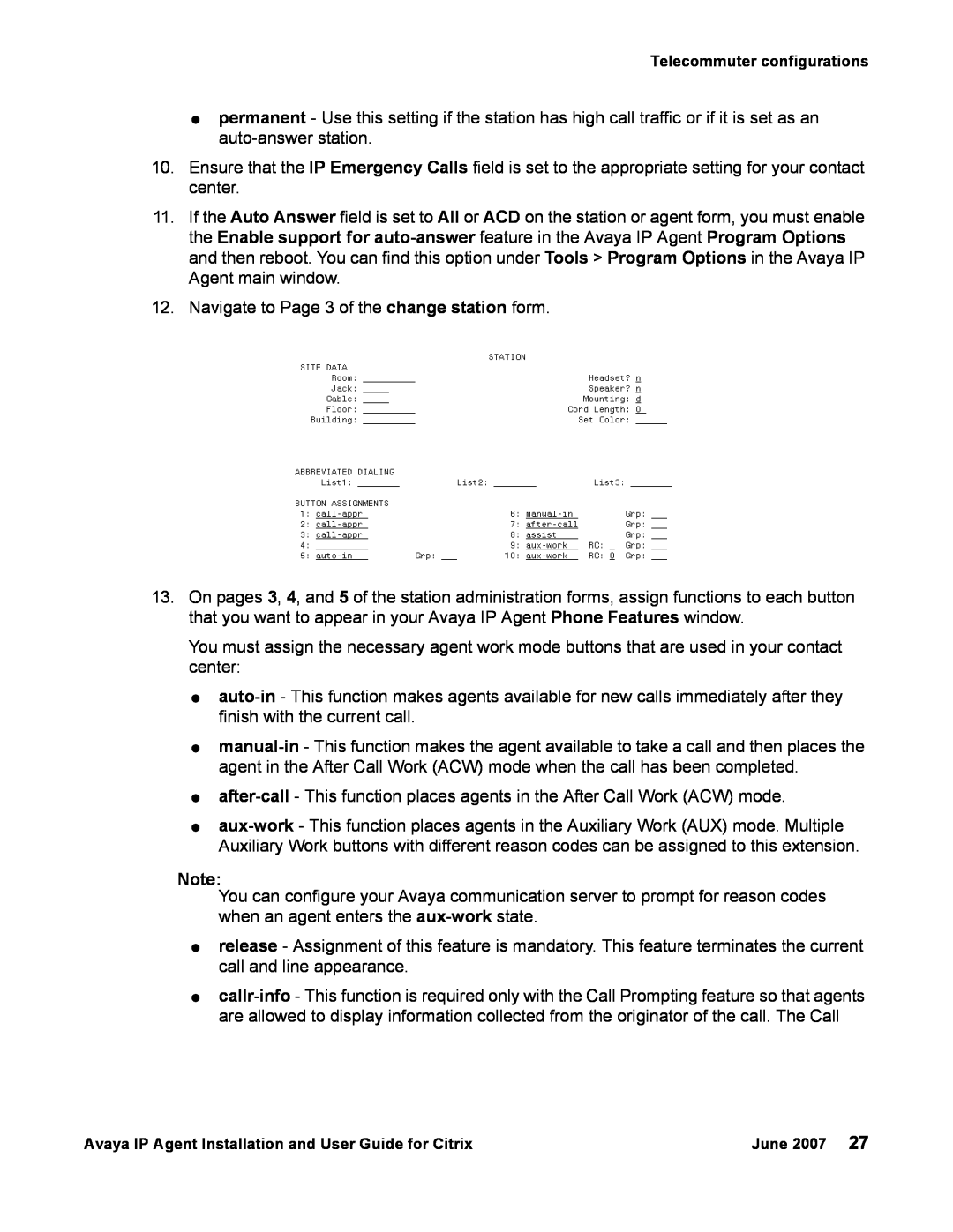 Avaya 7 manual Navigate to Page 3 of the change station form 