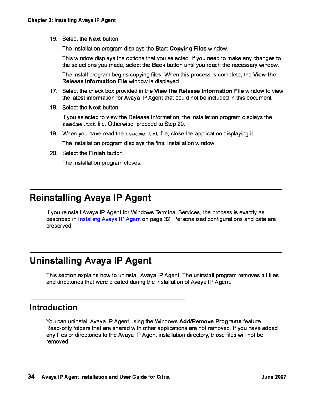 Avaya 7 manual Reinstalling Avaya IP Agent, Uninstalling Avaya IP Agent, Introduction 