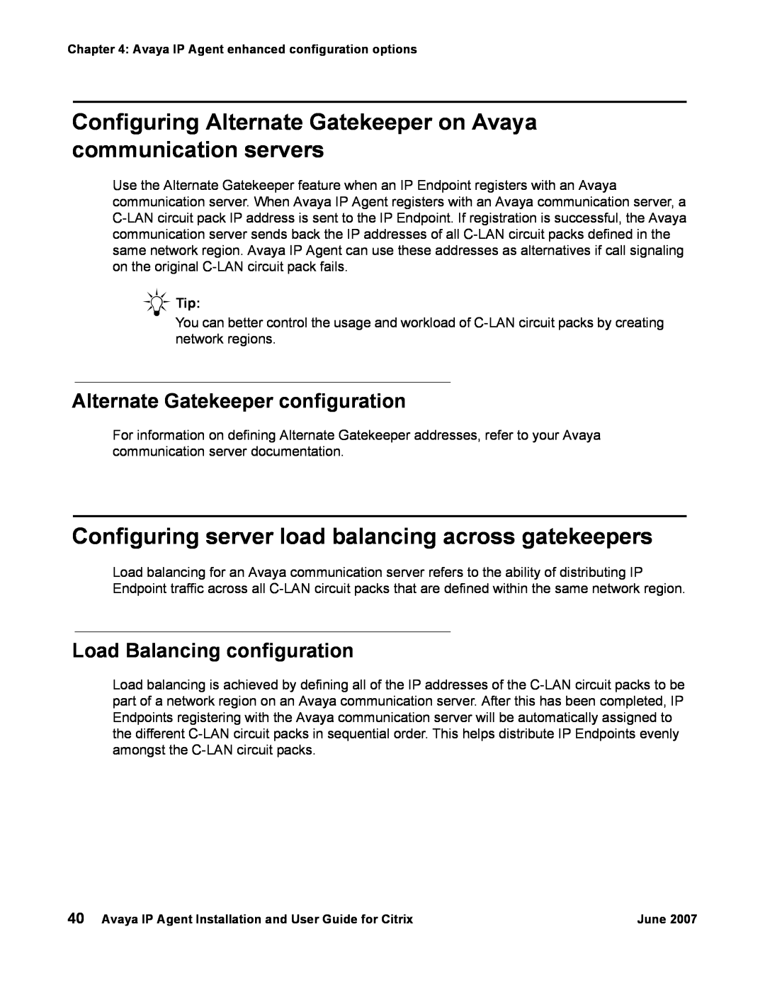 Avaya 7 manual Configuring Alternate Gatekeeper on Avaya communication servers, Alternate Gatekeeper configuration 