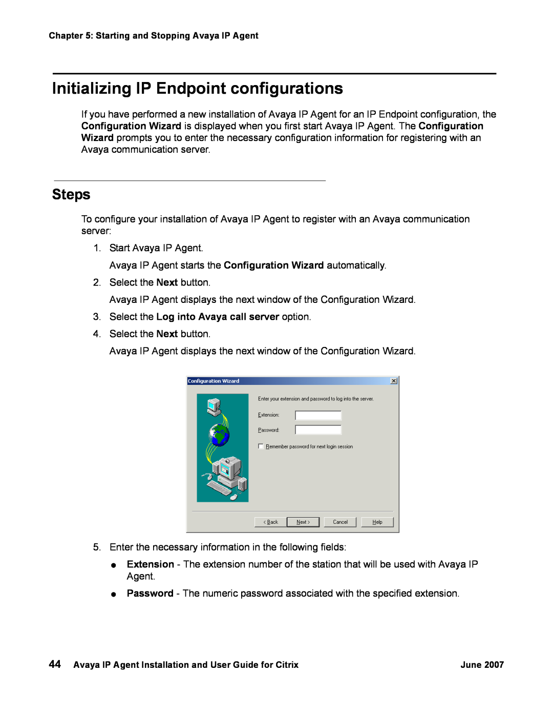 Avaya 7 manual Initializing IP Endpoint configurations, Steps 